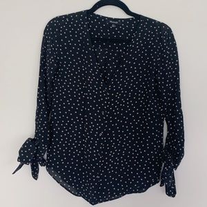 Madewell 100% Silk Star Scatter Tie-Sleeve Blouse